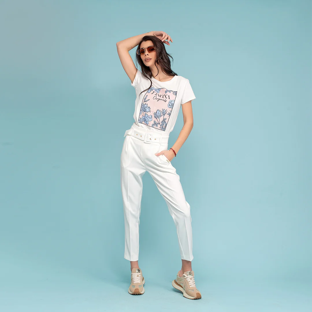 Pantaloni cu talie înaltă cu curea