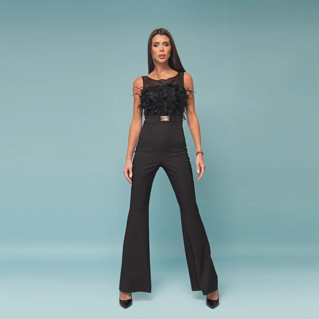 Salopeta cu trandafiri si pene