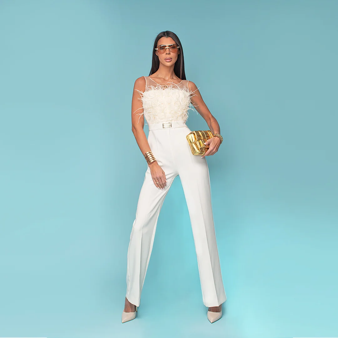 Salopeta cu trandafiri si pene