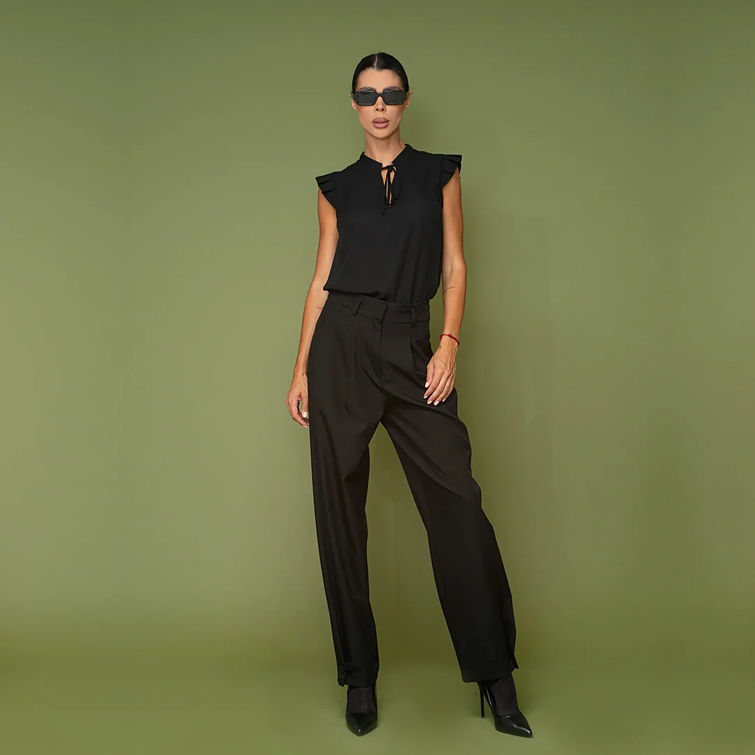 Pantaloni oversize cu mansete duble