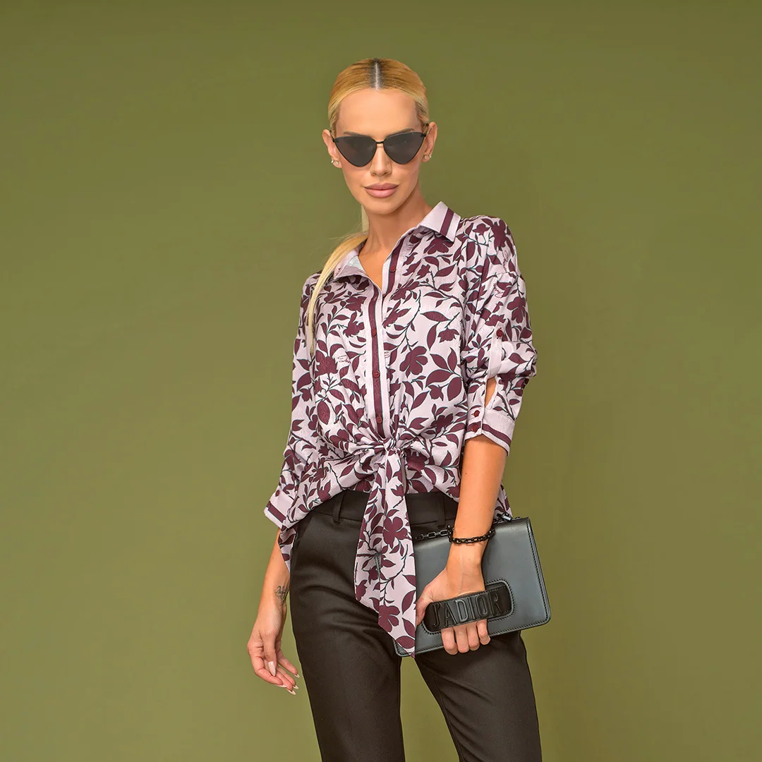 Cămașă florală cu cravată